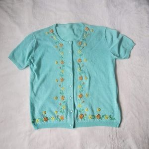 Vintage flower embroidery sweater cardigan size S